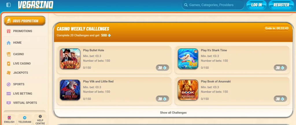 Challenges tasks and rewards for active players